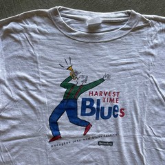 Vintage 90s Harvest Time Blues Shirt Size XL Gray Monaghan Jazz & Blues Festival