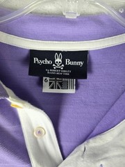 Psycho Bunny Shirt Mens 6 L Original Brand Purple Polo Orange and White Logo