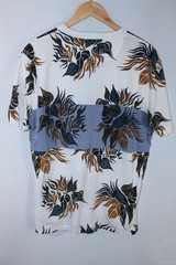 Louis Vuitton Men’s Large White Blue Short Sleeve Leaf Print Cotton T-Shirt