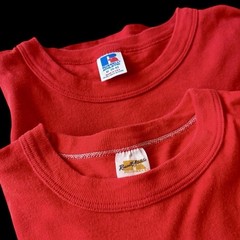 Vintage Russell 60’s 70’s T-shirts M/L Red Blank Single Stitch Bundle Lot 2 Tees