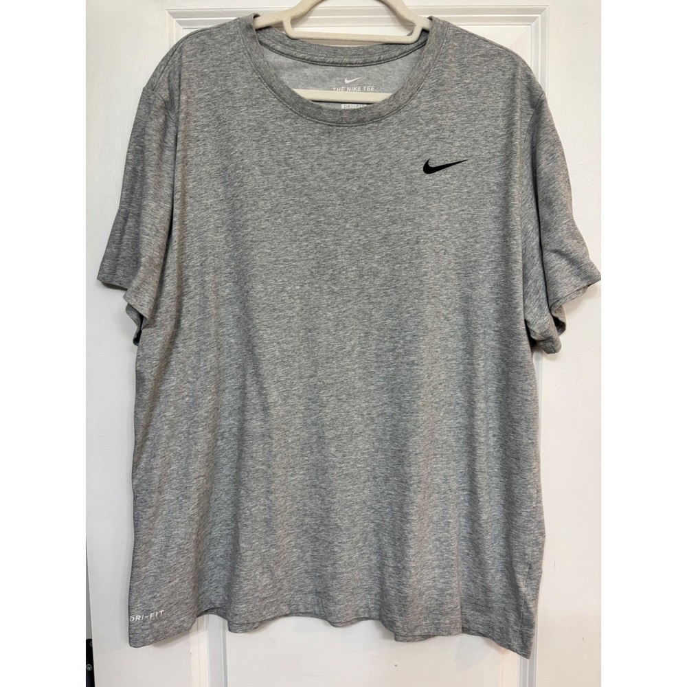 Nike Mens Dri-FIT Heather Gray Short Sleeve Swoosh Logo T-Shirt XL