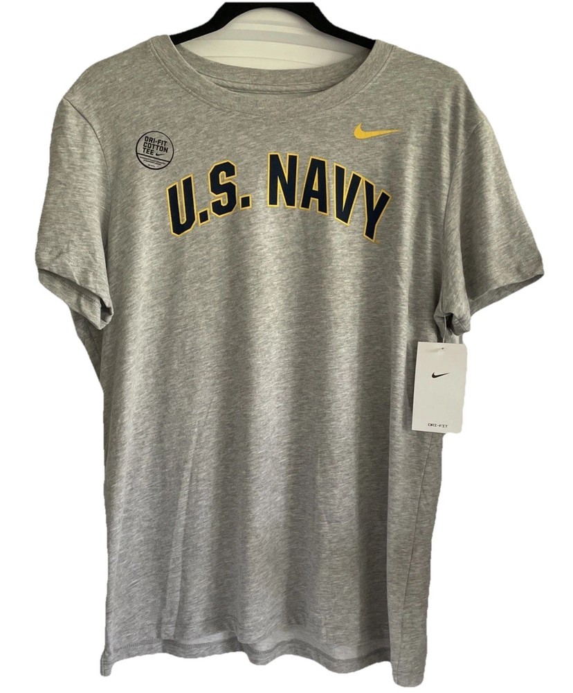 Nike Dri Fit Navy T- Shirt Heather Gray Short Sleeve Mens Sz L NWT