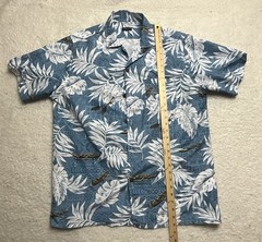 Tropical Storm Men’s Shirt Size L Blue Aloha Hawaiian Floral Canoe Print Casual