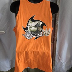 Y2K Vintage Hawaii Surf T Shirt Orange XL Altered Sleeveless See