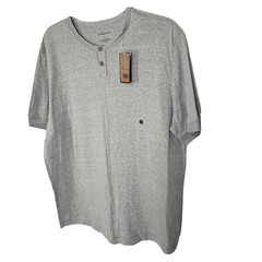 G.H. Bass Co Men’s T Shirt Large Gray 2 Button Short Sleeve Casual Crew Neck