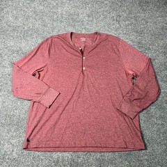 UNTUCKit Henley Shirt Mens 2XL Red Long Sleeve Tagless Cotton Blend Soft Knit