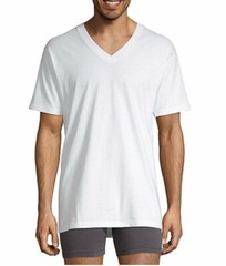 Stafford 4-Pack Men’s Heavy Weight 100% Cotton V-Neck T-Shirt White