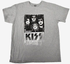 Brisco Brands Mens Kiss Retro Concert Poster Graphic Gray Shirt New Large