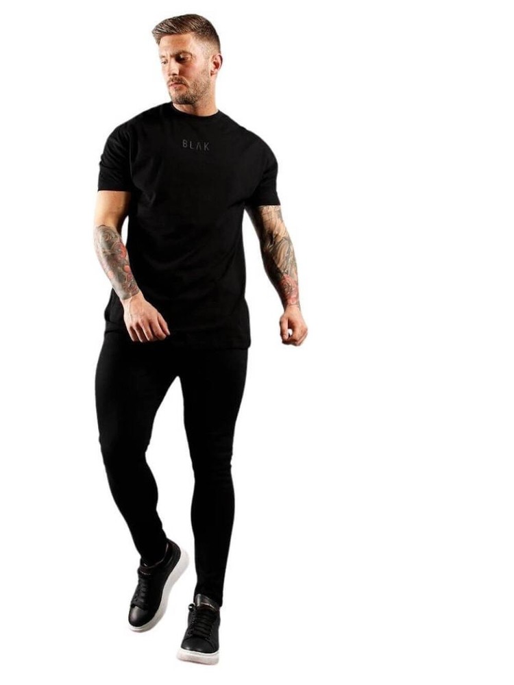 BLAK Cotton T-Shirt: Large Logo, Trendy Oversized Fit, Black