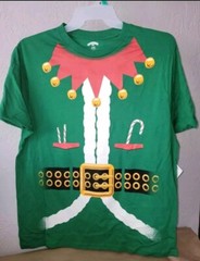 Holiday Time Christmas Graphic T-Shirt Green ELF Crew Neck Sz XL New NWOT