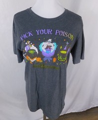 Disney Pick Your Poison Halloween Graphic T-Shirt Grey S Short Sleeve