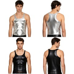 Men Shirt Tops Vest Clubwear Tank Glossy Sports Slimming Fit Top Daily Life Gym