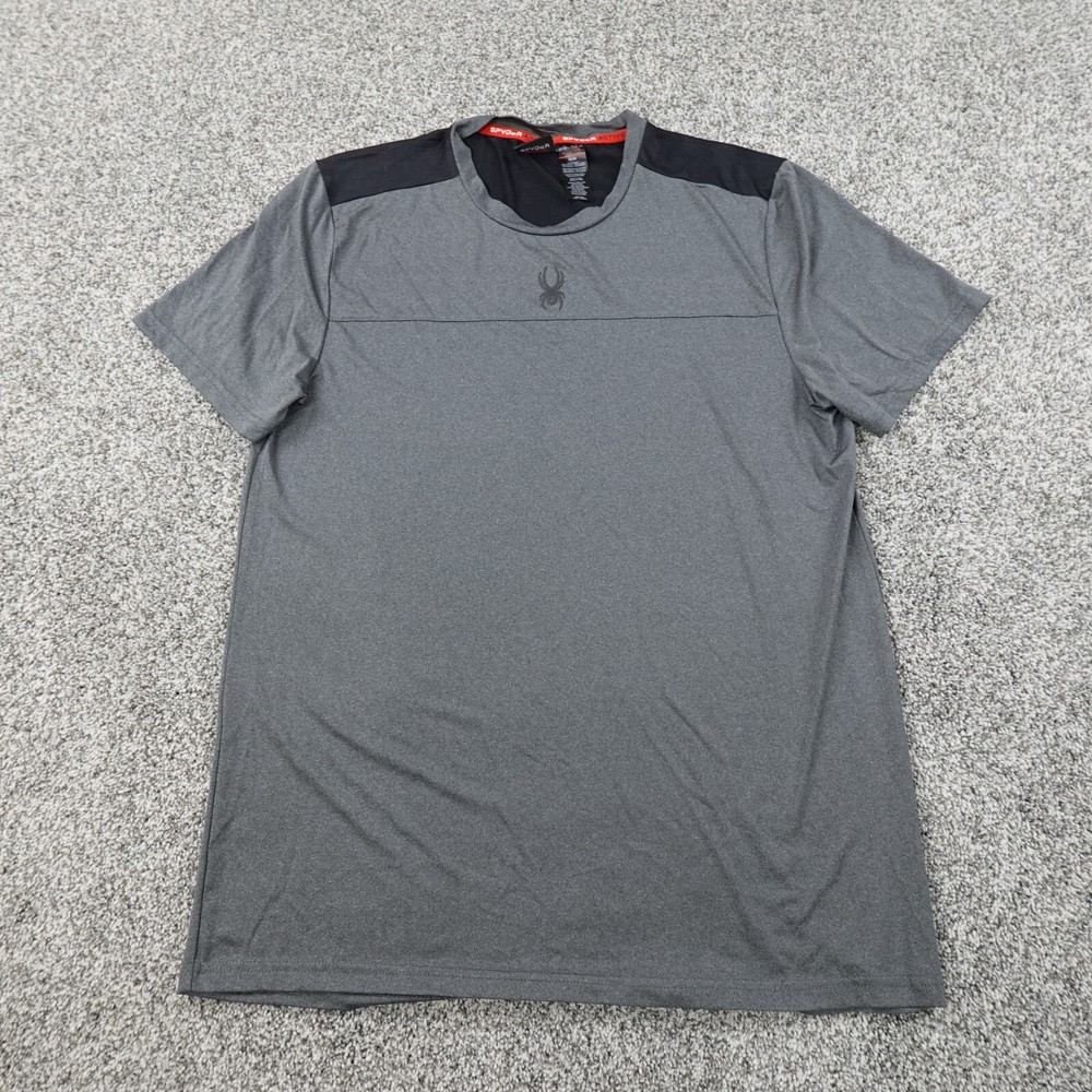 Spyder Shirt Mens M Gray Black Active Athletic Lightweight Performance Outdoors