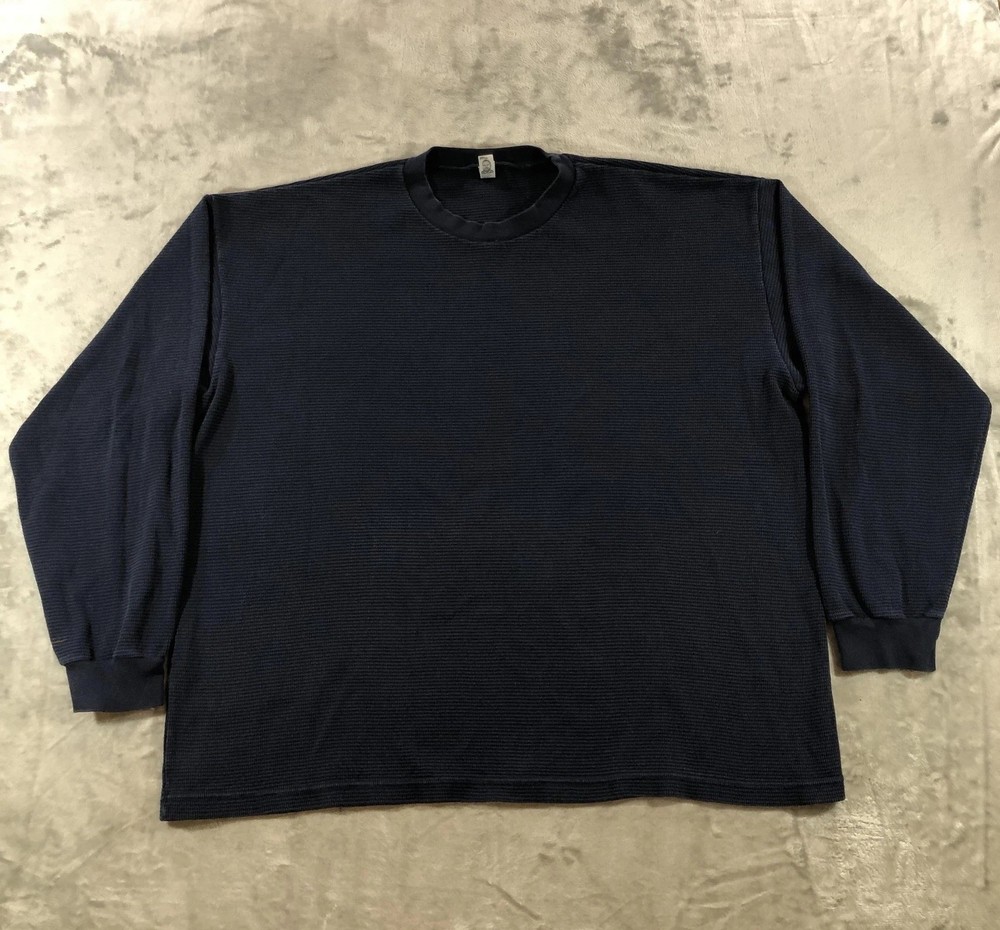 Los Angeles Apparel Shirt Mens XL Blue Thermal Long Sleeve Made USA Cotton Knit