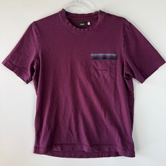 Rapha Logo Pocket T-Shirt Mens Small Burgundy Cotton Striped Trim LPK01XX