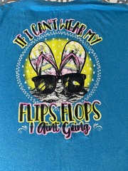 Sunshine Raised Blue Beach Girl Flip Flops Graphic Print Crew Neck T-Shirt XL