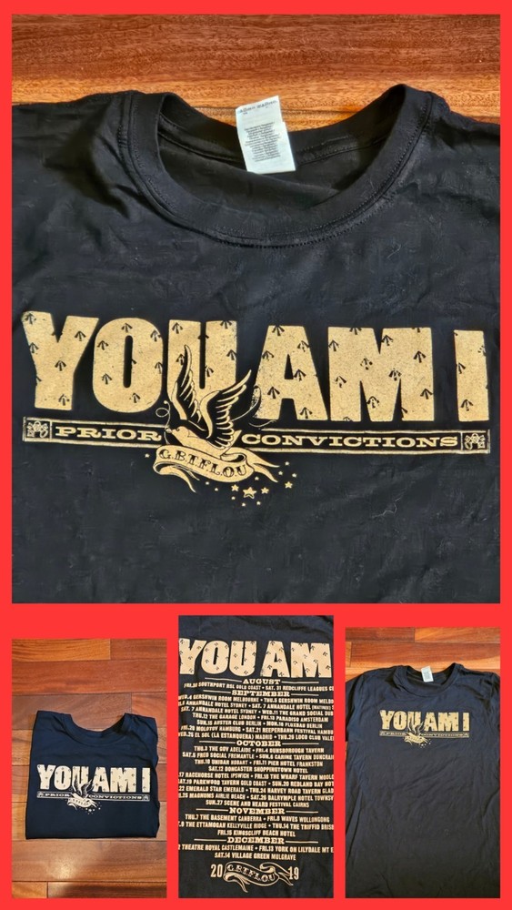 Rare You Am I Graphic Band T-Shirt Prior Convictions Tour Aussie Pop Rock Uni M