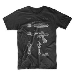 Ray Gun Patent T-Shirt. Retro Space.Comfy on Black White or Gray. Premium. NEW