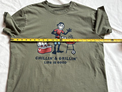 LIFE IS GOOD Men’s T Shirt Chillin’ & Grillin’ Short Sleeve Olive Green Large