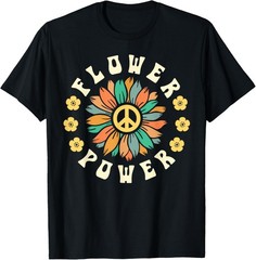 Flower Power Hippie Women Retro 60s 70s Vintage Sunflower T-Shirt