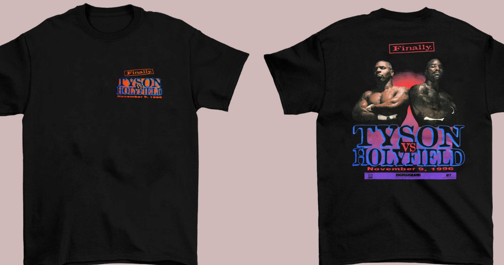 90s Mike Tyson vs Evander Holyfield Boxing T-shirt Two Sides