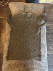 John Varvatos Shirt Mens M Gray Henley Long Sleeve Stretch Thermal Waffle Knit