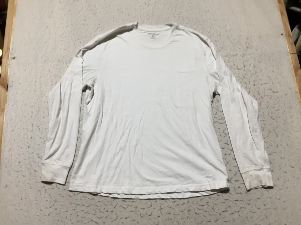 Eddie Bauer T Shirt Mens XL White Long Sleeve Crew Neck Soft