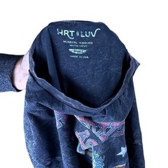 HRT & LUV Rodeo Graphic Tee Mens Small Navy Blue Excellent Mineral Wash Cowboy