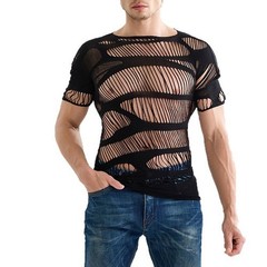 Men Mesh Tops Hollow Out Underwear Comfortable Fit Polyester Spandex Blend