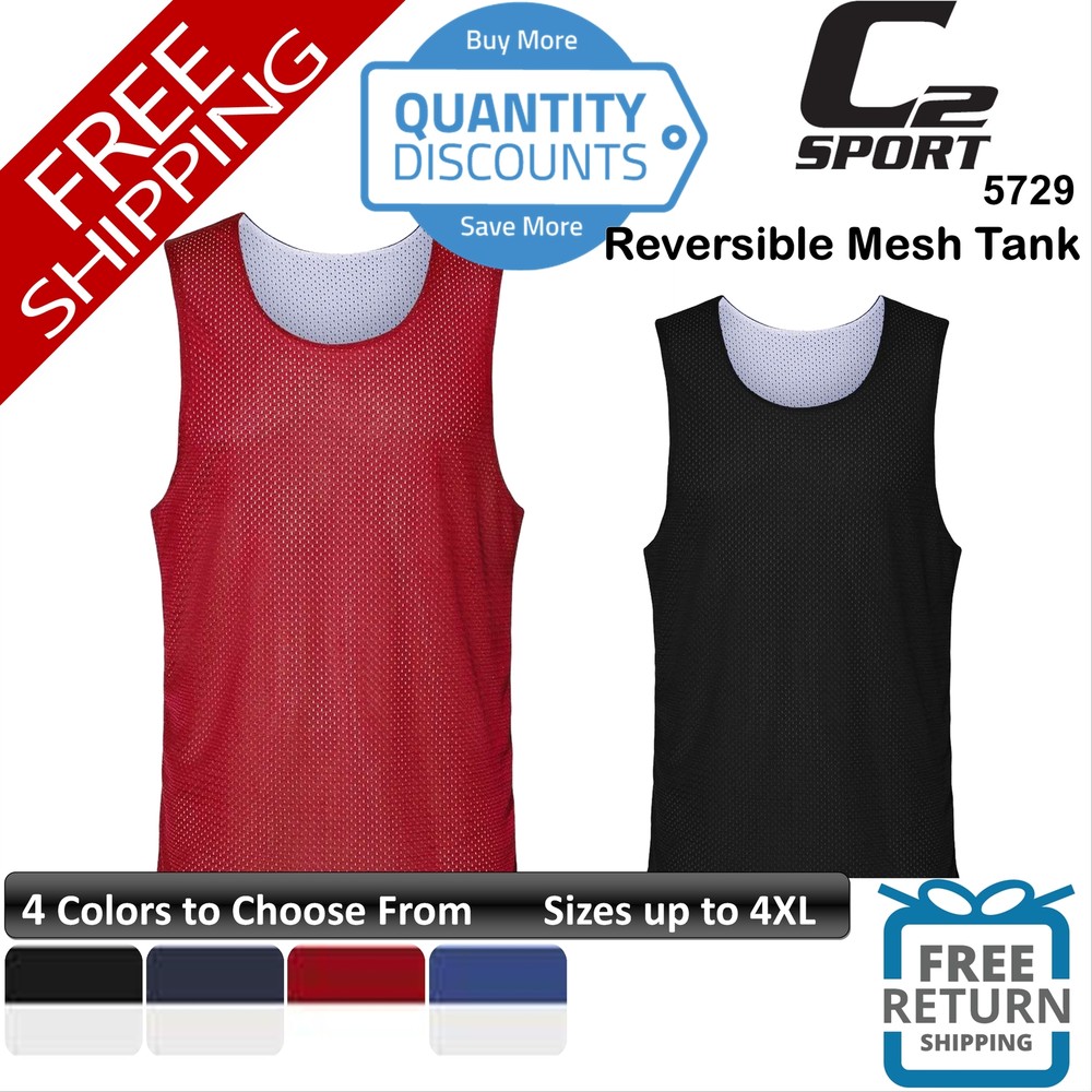 🔥 C2 Sport Men Reversible Mesh Tank Top Shirt Sport Workout Up To 4XL 5729