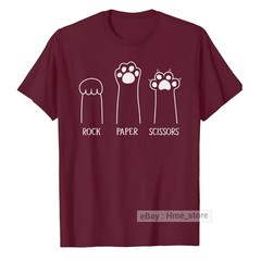 Funny Cat Lovers T-shirt Rock Paper Scissors Hand Game Cute Paw Kittens Fur Tee
