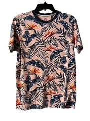 Free Planet Mens Medium T Shirt Short Sleeve Multi-Color Hawaiian Travel Summer