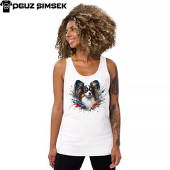 Splash of Art Papillon Dog Tank | Men’s Graphic Bella + Canvas 3480 Top