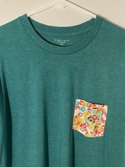 Blade + Blue T Shirt Mens Large Green Pocket Tee Made In USA Cotton Poly Casual