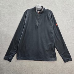 Under Armour Men Shirt Large Black Logo All Season Gear 1/4 Zip Fitted