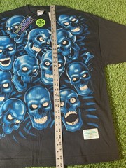 Vintage Liquid Blue Shirt Mens 3XL Black Glow In Dark Blue Skulls Graphic Tee