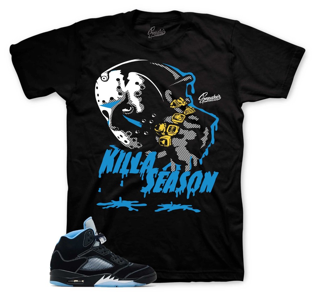 T-Shirt To Match Jordan 5 Black University Blue Carolina – Killa Season Tee