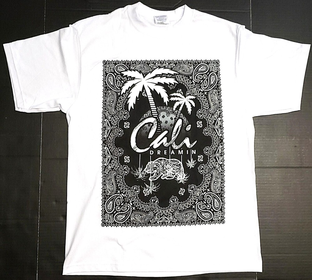 CALIFORNIA DREAMIN T-shirt CA Paisley Palm Tree Urban Streetwear Men’s Tee New
