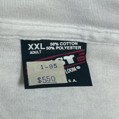 Vintage 1995 Fruit of Loom Black Tag White Tee Lot 2 XXL Made In USA Deadstock