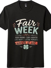 Fair Week Good Friends Memories Graphic Casual Short Sleeve T Shirt