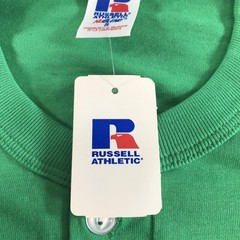 Vintage Russell Athletic Shirt Mens Small Green NuBlend Henley Short Sleeve