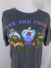 Disney Pick Your Poison Halloween Graphic T-Shirt Grey S Short Sleeve