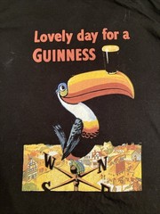 Guinness Black Toucan Graphic T-Shirt Lovely Day For A Guinness Relaxed Men’s L