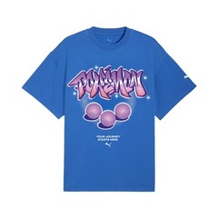 PUMA Pokemon X Hoops Tee Graphic Crew Neck Short Sleeve T-Shirt Mens Blue Casual