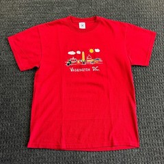 Vintage Washington DC T Shirt Embroidered Delta Magnum Weight L Red 90s y2k