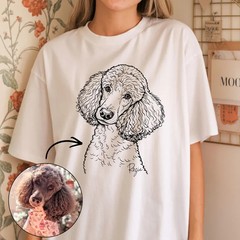 Custom Pet Line Art Portrait Comfort Tee Personalized Dog Cat Shirt