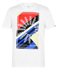 Adidas Men’s Slogan Graphic Tee T-Shirt Size: (XL) White/Multi Color Crew Neck