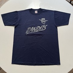 Vintage Bandit Baseball Jersey Navy Blue Mens size Large Jerzees #12