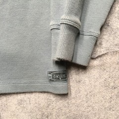Devium USA Thermal Waffle Knit Henley Mens Large L Blue Premium Heavyweight Made