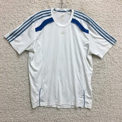 Adidas Shirt Large Adult White Climalite Short Sleeve Athletic Casual Tee Mens L